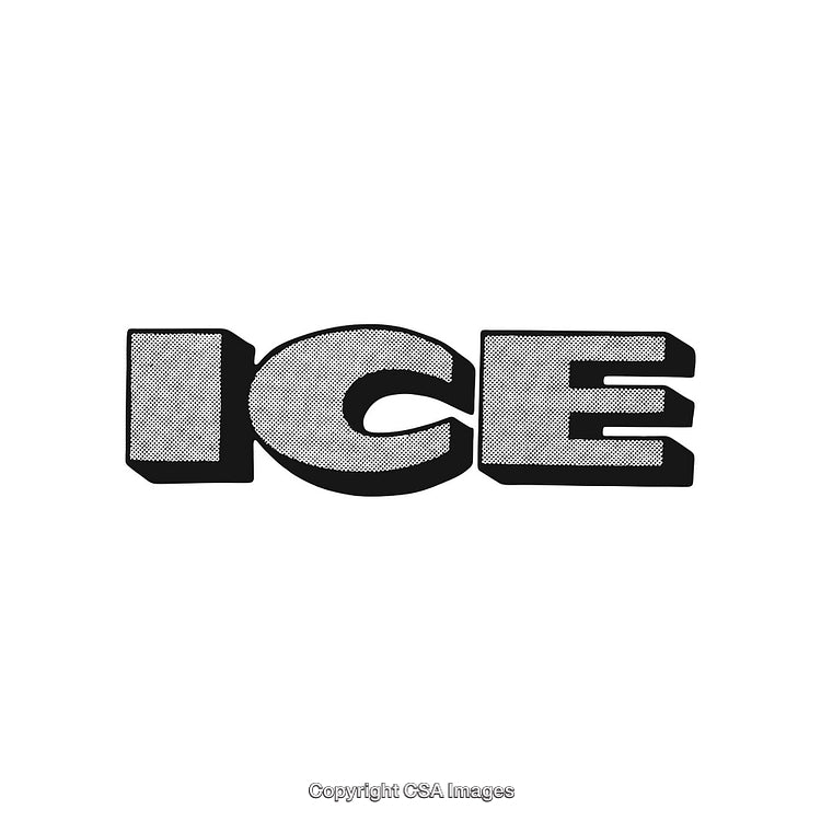Black and White Halftone Styled Bold Ice Text Illustration