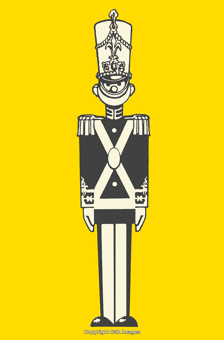 Illustration of a Toy Soldier on a Bright Yellow Background