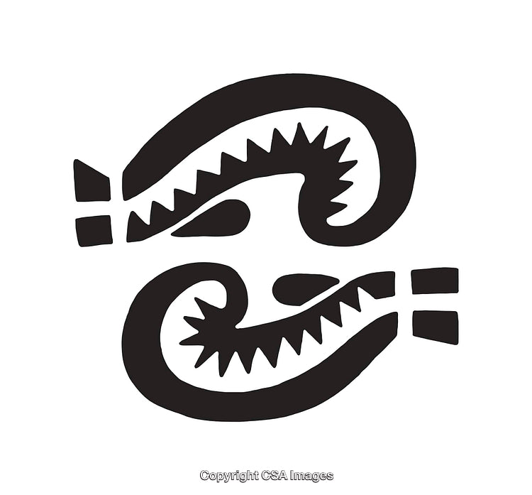 Black and White Abstract Tribal Symbol with Intricate Design