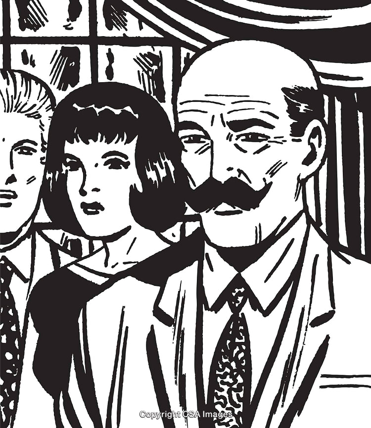 Black And White Scene of Three Individuals With Retro Vintage Aesthetic
