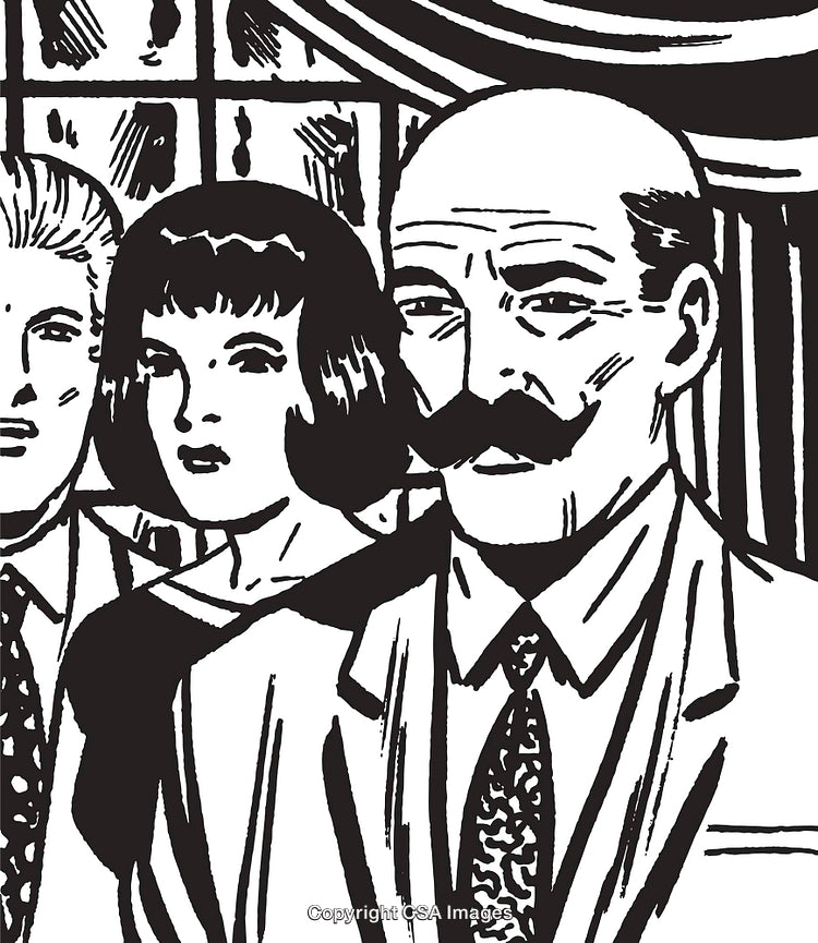 Black And White Scene of Three Individuals With Retro Vintage Aesthetic