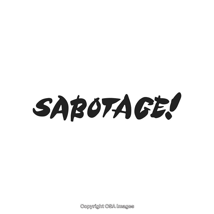 Handwritten Script of Sabotage Concept in Black Letters on White
