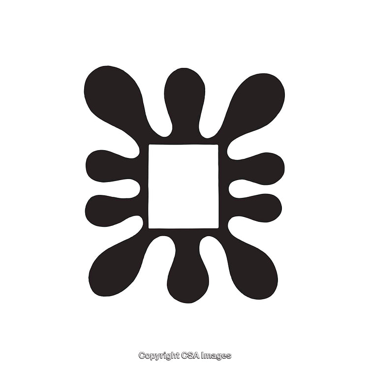 Abstract Black and White Dingbat Shape with Curved Radiating Arms