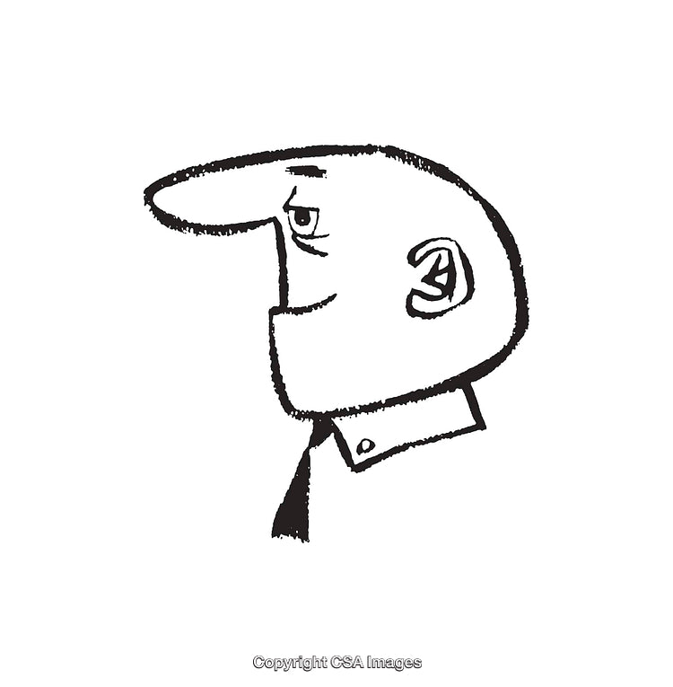 Simple Black and White Line Art Profile of a Character