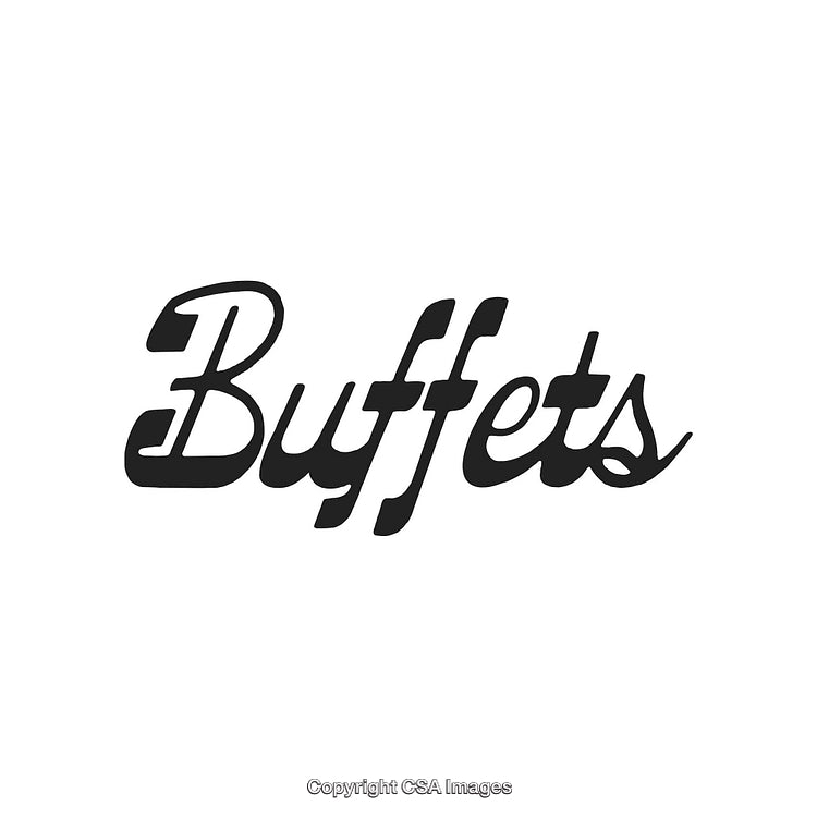 Stylized Buffet Sign with Retro Font on a White Background