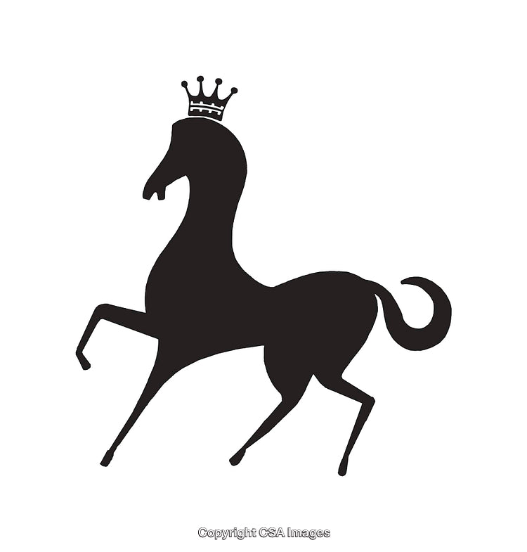 Black Silhouette of a Crowned Horse in a Royal Style