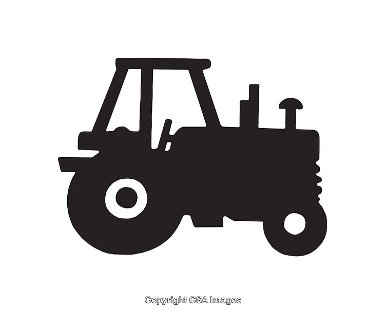Black and White Silhouette Illustration of a Tractor