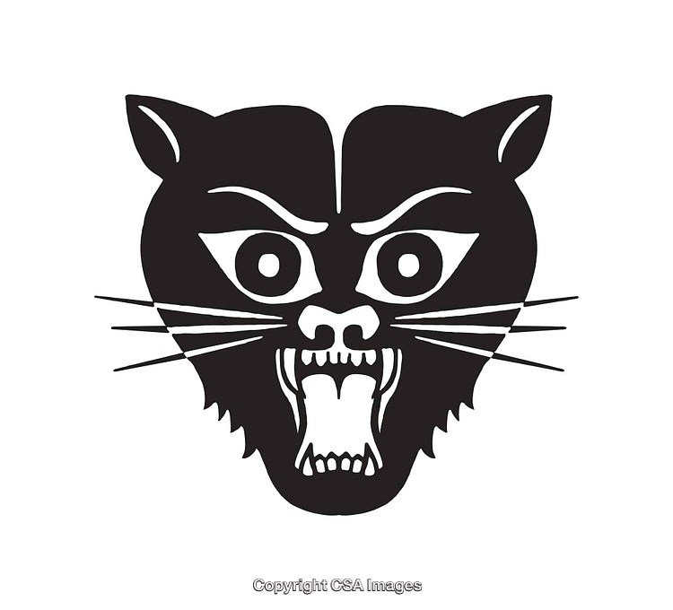 Black and White Line Art of a Fierce Panther Head Illustration