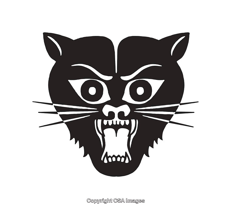 Black and White Line Art of a Fierce Panther Head Illustration
