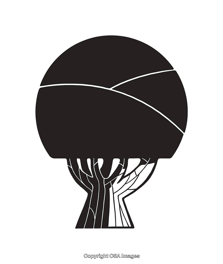 Abstract Black and White Line Art Depiction of a Tree