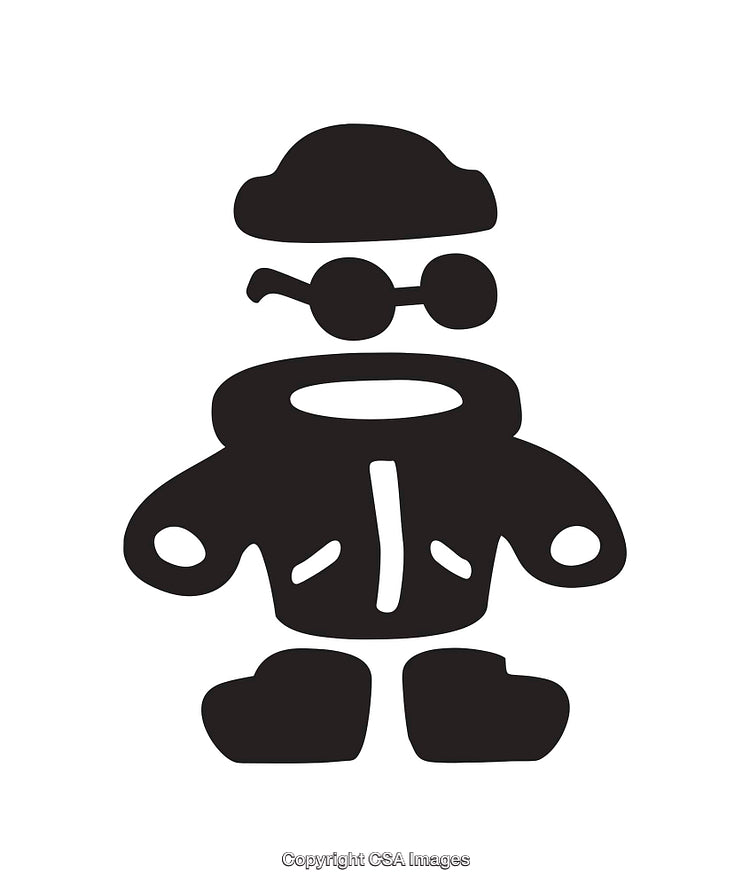 Minimalist Black and White Icon of a Person in Stylish Attire