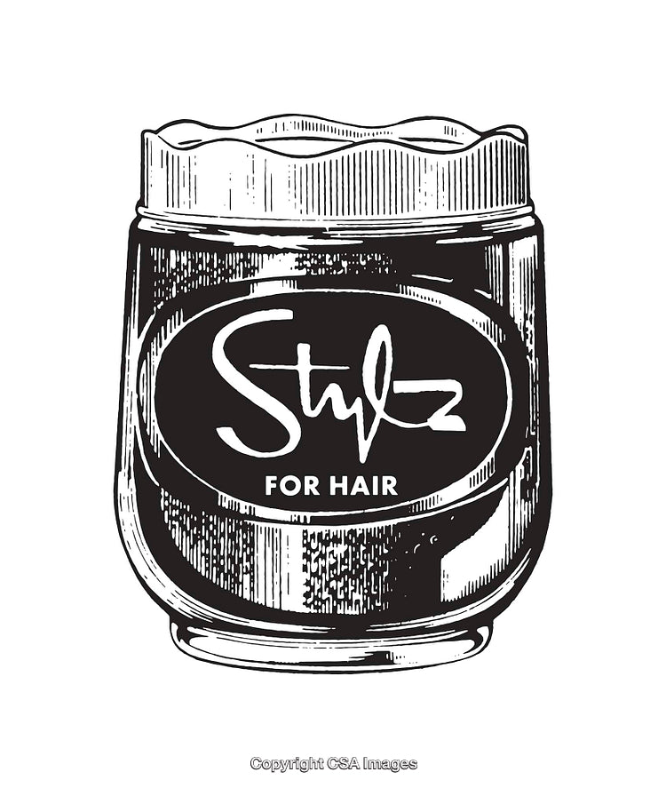Monochrome Line Art Illustration of a Hair Styling Jar
