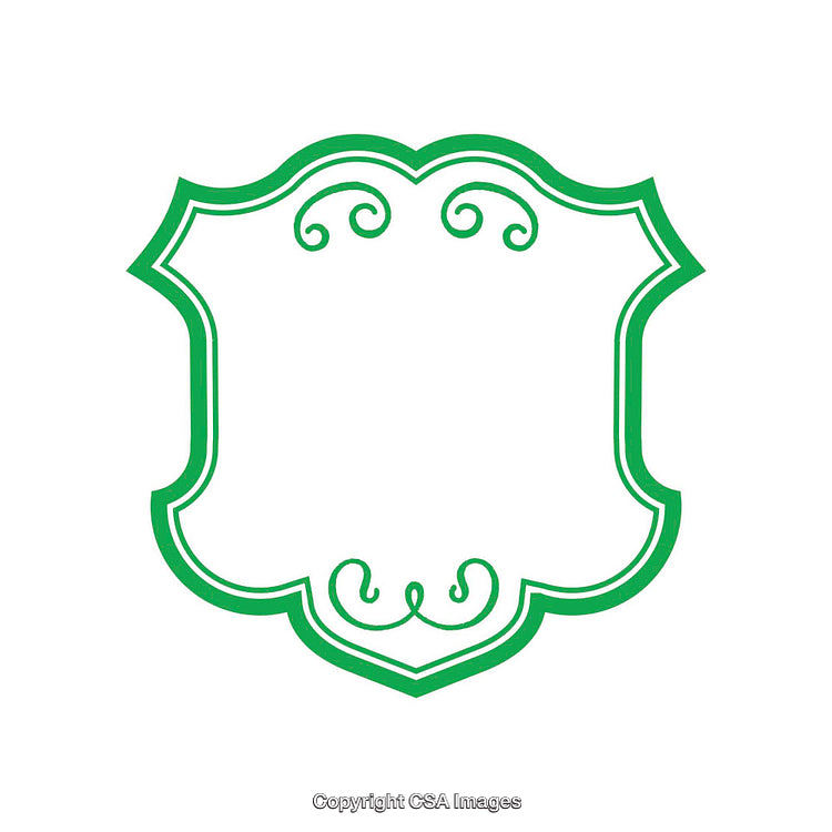 Ornate Green Decorative Frame with Swirling Design on White Background