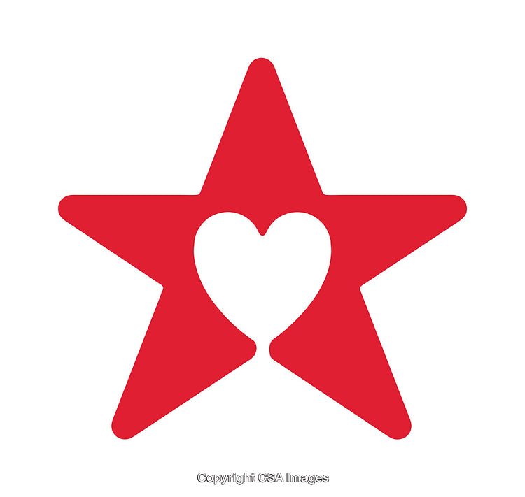 Red Star Icon with a Heart Cutout Symbolizing Love and Recognition
