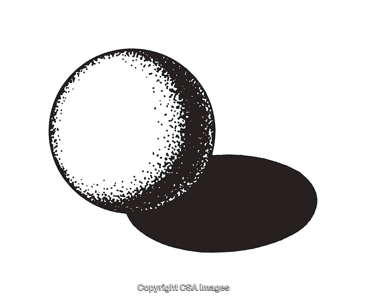 Black and White Line Art Illustration of a Sphere With Shadow