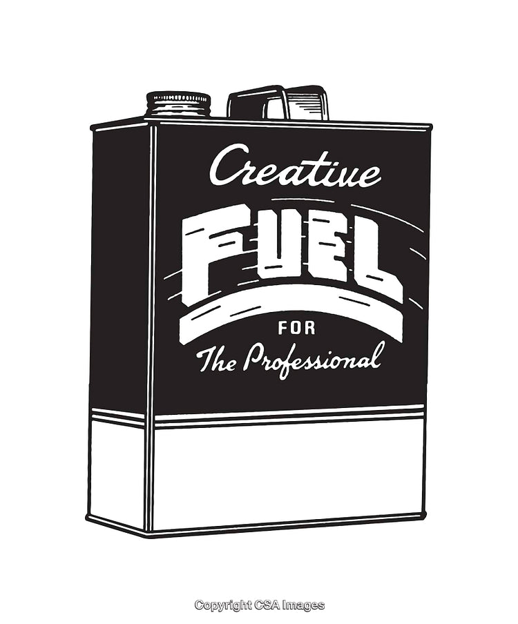 Black and White Line Illustration of Creative Fuel Container for Professionals