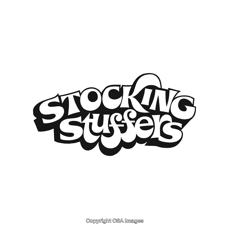 Retro Styled 'Stocking Stuffers' Graphic Lettering Design in Black and White