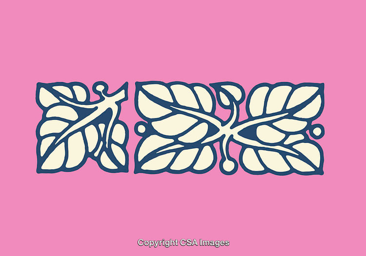 Nature-Inspired Abstract Line Art with Leaves on a Pink Background
