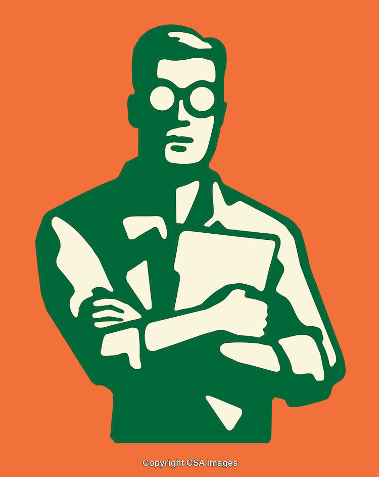 Stylized Illustration of a Person with Document in Bold Design