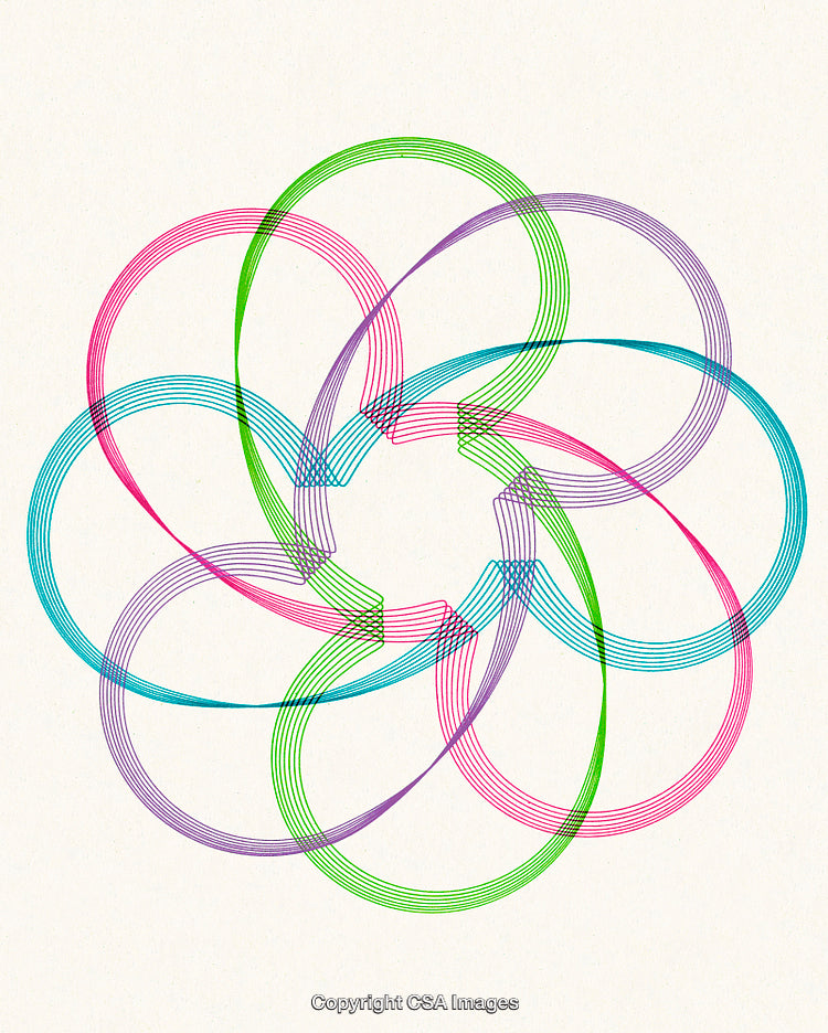 Abstract Geometric Design with Intersecting Colorful Loops on Textured Background