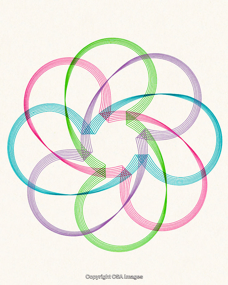 Abstract Geometric Design with Intersecting Colorful Loops on Textured Background