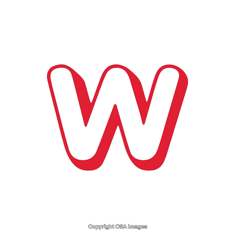 Bold Red and White Letter W on a White Background