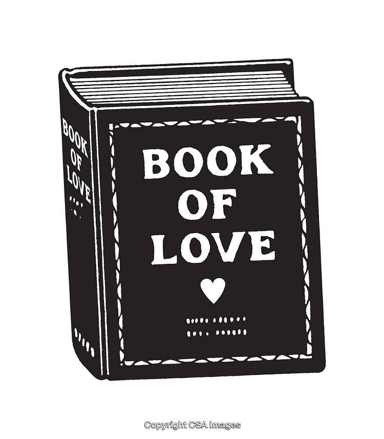 Black And White Line Art Illustration of Book of Love Icon