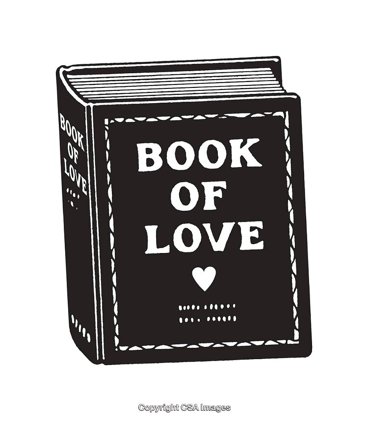 Black And White Line Art Illustration of Book of Love Icon