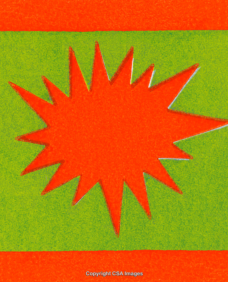 Abstract Illustration of Orange Burst on Green Background