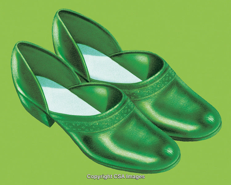 Elegant Green Shoes on a Vibrant Background with Intricate Details