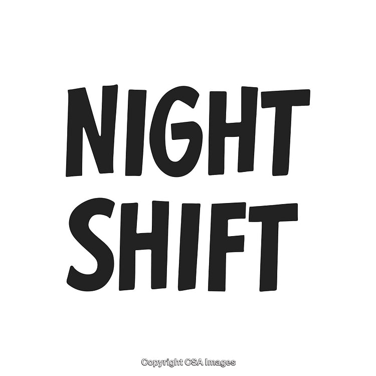 Bold Typography Design Featuring the Words 'Night Shift' in Black Font
