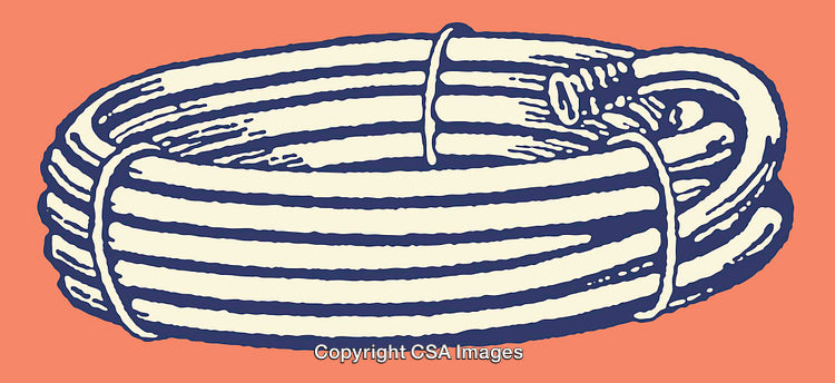 Illustration of Coiled Rope in Bold Line Art Style on Orange Background