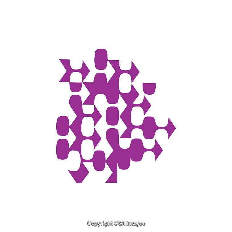 Purple Geometric Dingbats Forming Abstract Patterns on a White Background