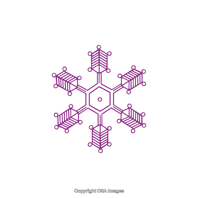 Purple Abstract Snowflake Symbol Isolated on White Background