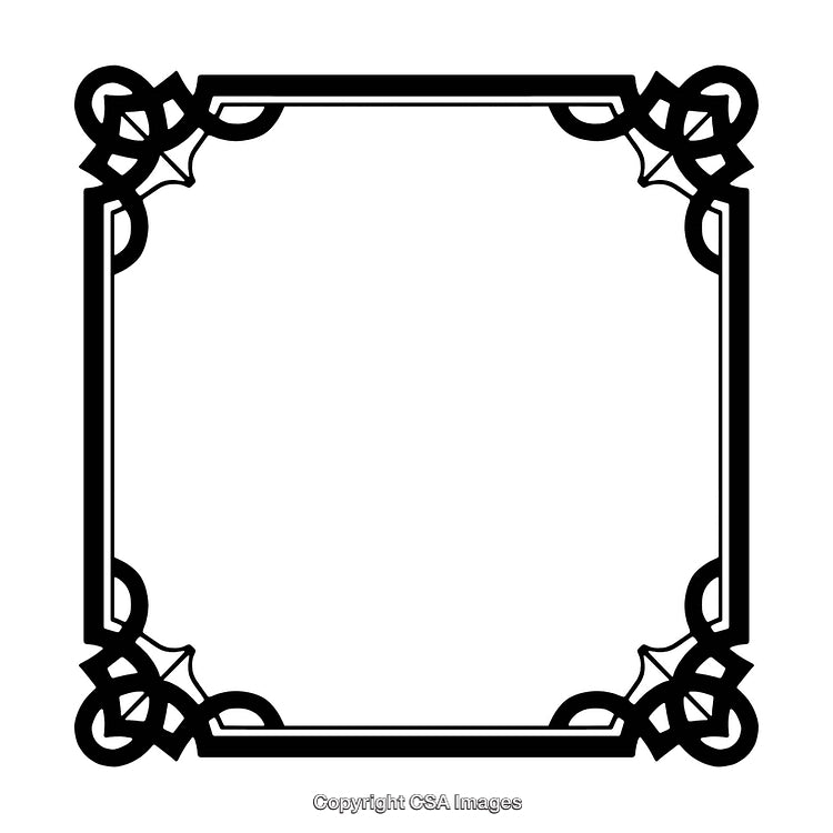 Ornate Black and White Border with Decorative Corner Patterns
