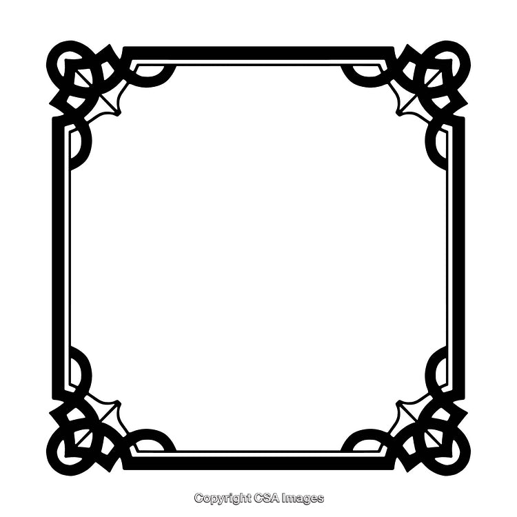 Ornate Black and White Border with Decorative Corner Patterns
