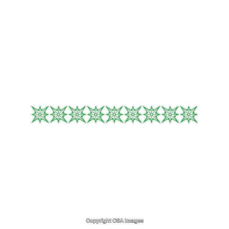 Decorative Green Star Pattern Border on White Background