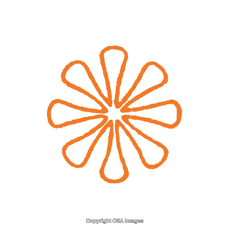 Abstract Orange Flower Shape With Artistic Hand-Drawn Design