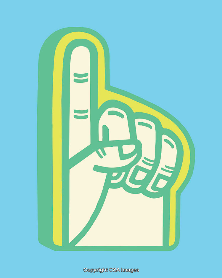 Vibrant Minimalist Illustration of Raised Hand with Pointing Finger