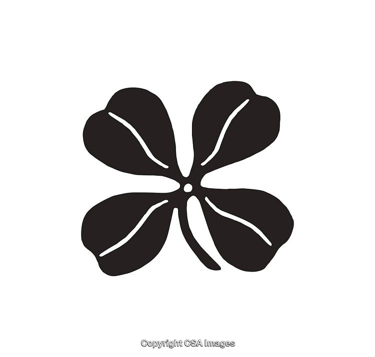 Black and White Illustration of a Four-Leaf Clover Symbol
