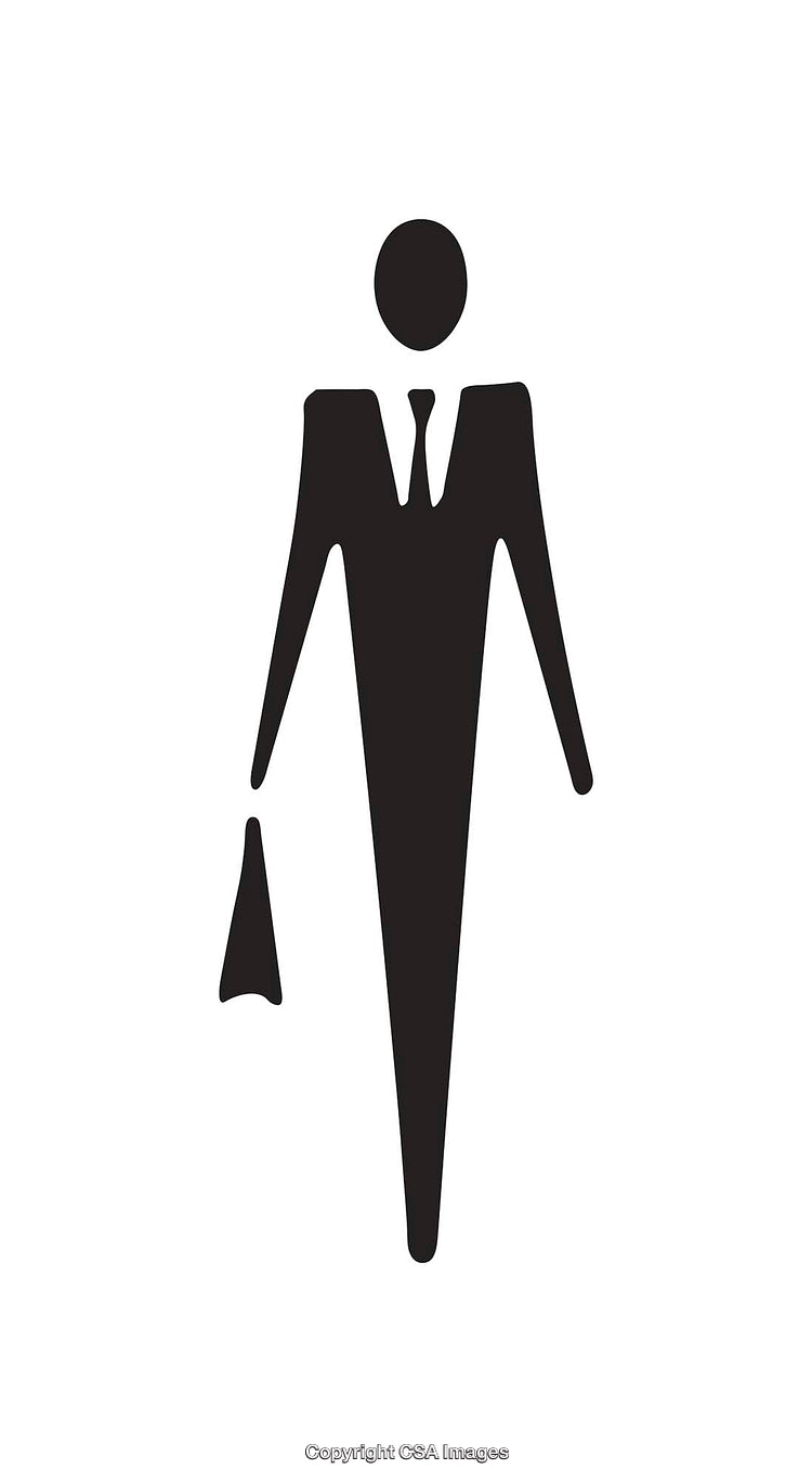 Minimalist Black and White Icon Representing a Businessman with Briefcase