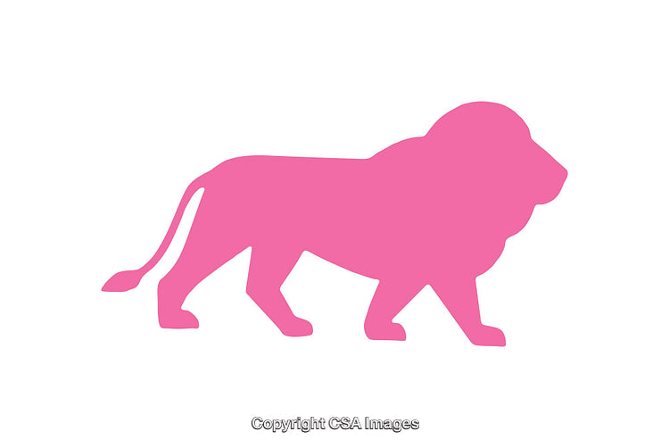 Pink Silhouette of a Lion on a White Background