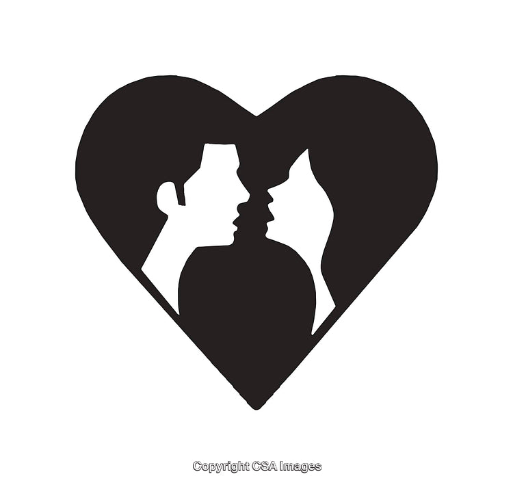 Silhouette of Couple in Heart Shape Emphasizing Love and Romance