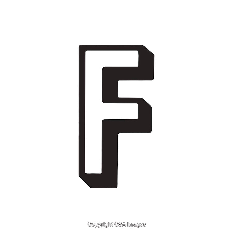 Bold Black and White Letter F Design Isolated on White