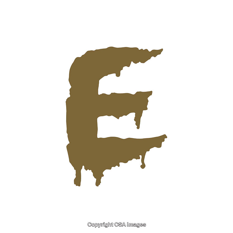 Stylized Brushstroke Letter E in a Rustic Artistic Design