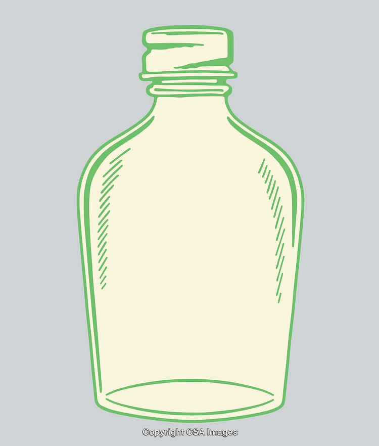 Simple Green Outline Illustration of a Glass Bottle