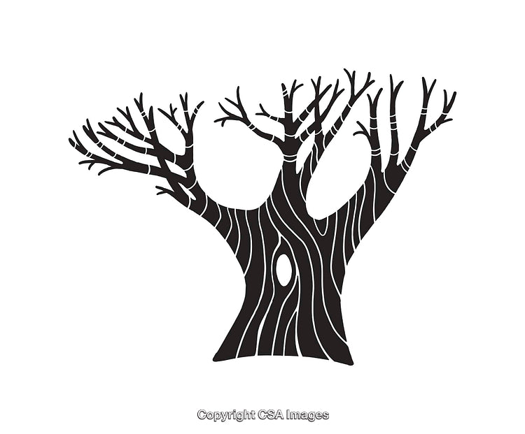 Stylized Black and White Baobab Tree Illustration