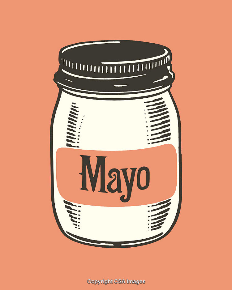Retro-Style Line Art Illustration of a Mayonnaise Jar