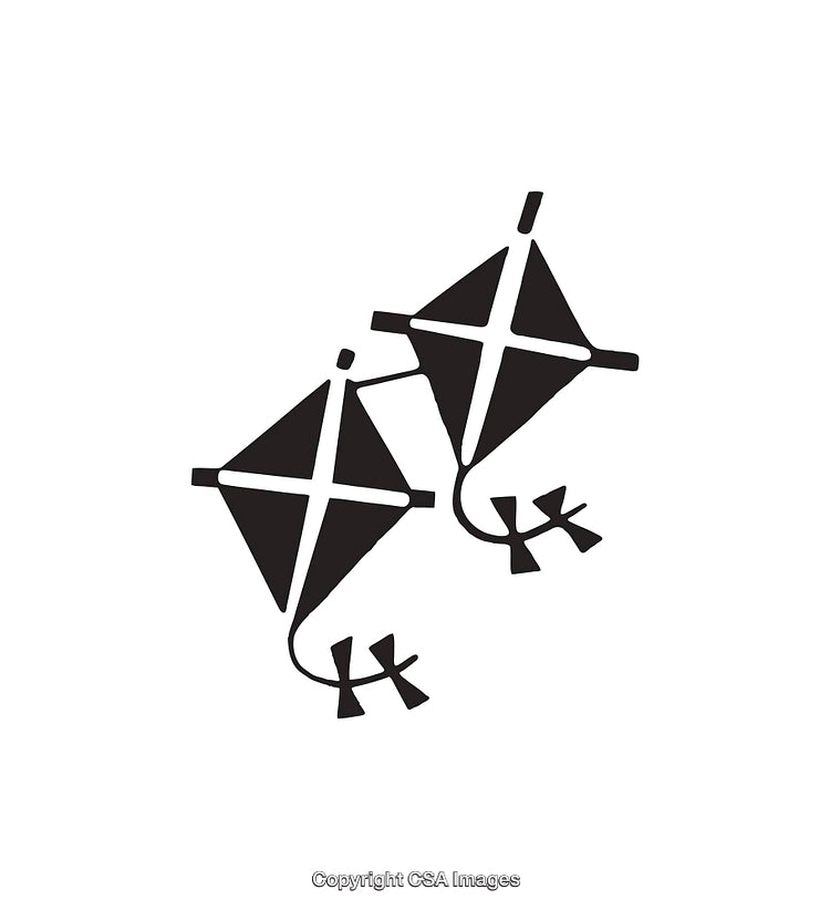 Pair of Black and White Kite Icons with Simplistic Design