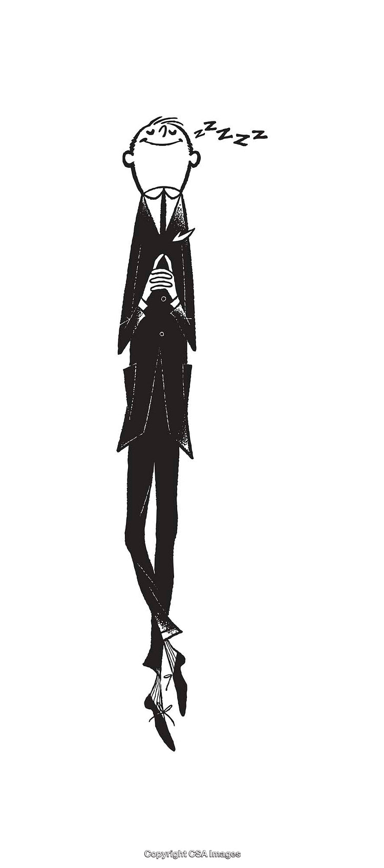 Cartoon Line Art of a Man Sleeping Standing Up